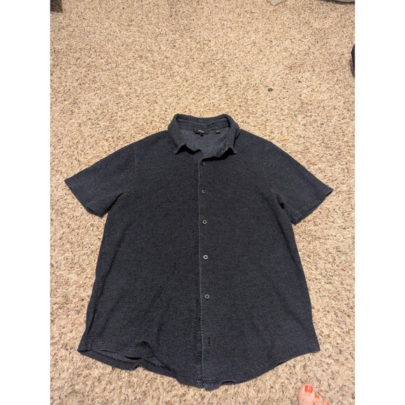 Vince Camuto Shirt Mens Large Button Down Blue Stretch Geometric Designer $125 - Picture 2 of 7